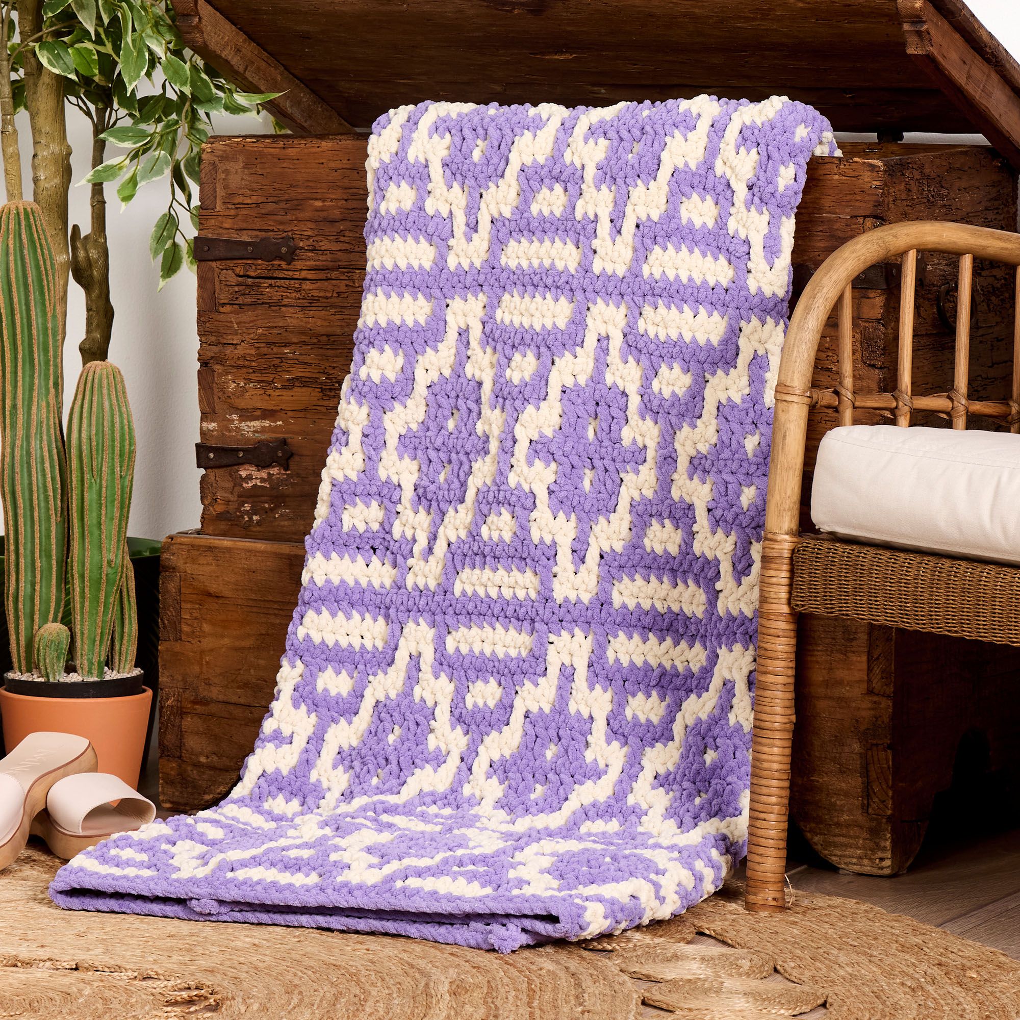 ま*ン様 printemps printempsheart　プランタン　ハートネ Free Intermediate Bernat Prism Pathways Mosaic Crochet Blanket