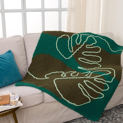 monstera blanket Free Intermediate Bernat Crochet Modern Monstera Blanket Pattern
