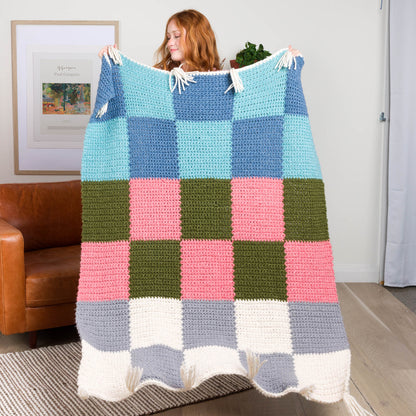 Bernat Crochet Contrast Check Blanket Bernat Crochet Contrast Check Blanket