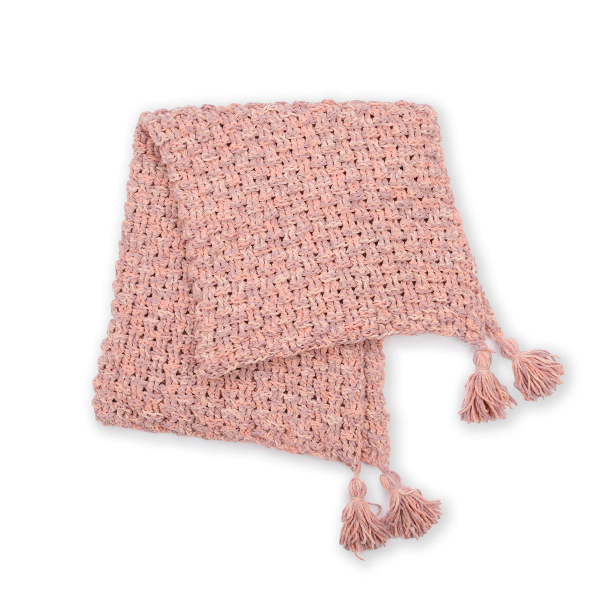 Fleece Of The Fae Crochet Basketweave Blanket made using Bernat yarn