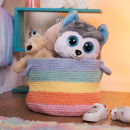 Bernat Crochet Rainbow Stripe Basket Bernat Crochet Rainbow Stripe Basket