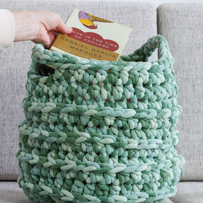 Bernat Crochet Textured Bands Basket Crochet Basket made in Bernat Plush Big Yarn