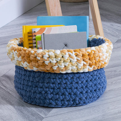 Bernat Contrast Edge Crochet Basket Crochet Basket made in Bernat Yarn