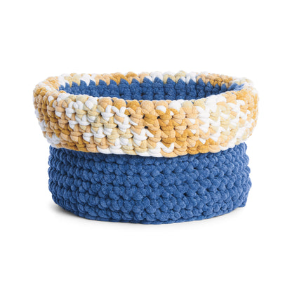 Bernat Contrast Edge Crochet Basket Crochet Basket made in Bernat Yarn