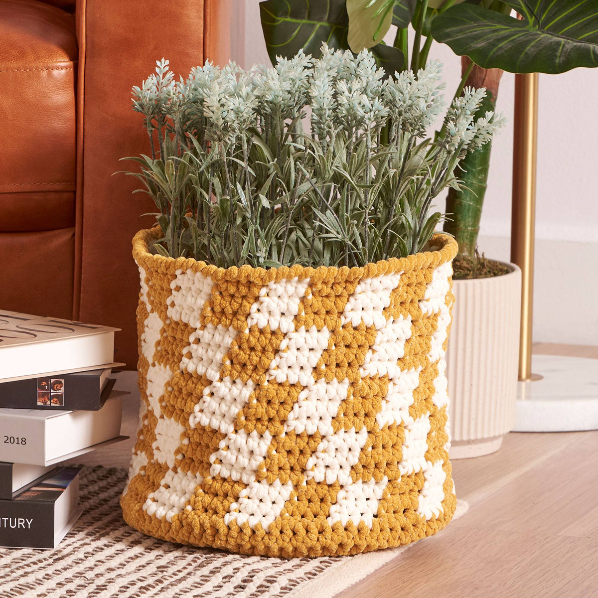 Crochet Basket made in Bernat Plush Yarn