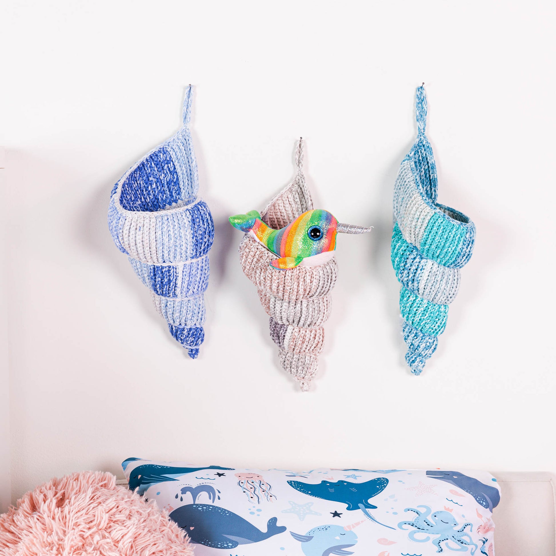 Free Intermediate Bernat Crochet Conch Shell Hanging Basket Pattern ...