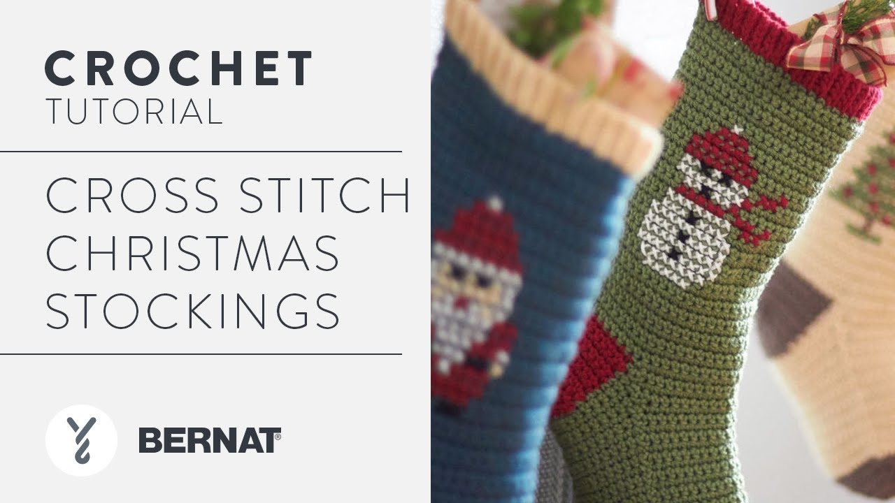 Bernat Cross Stitch Christmas Stockings Crochet