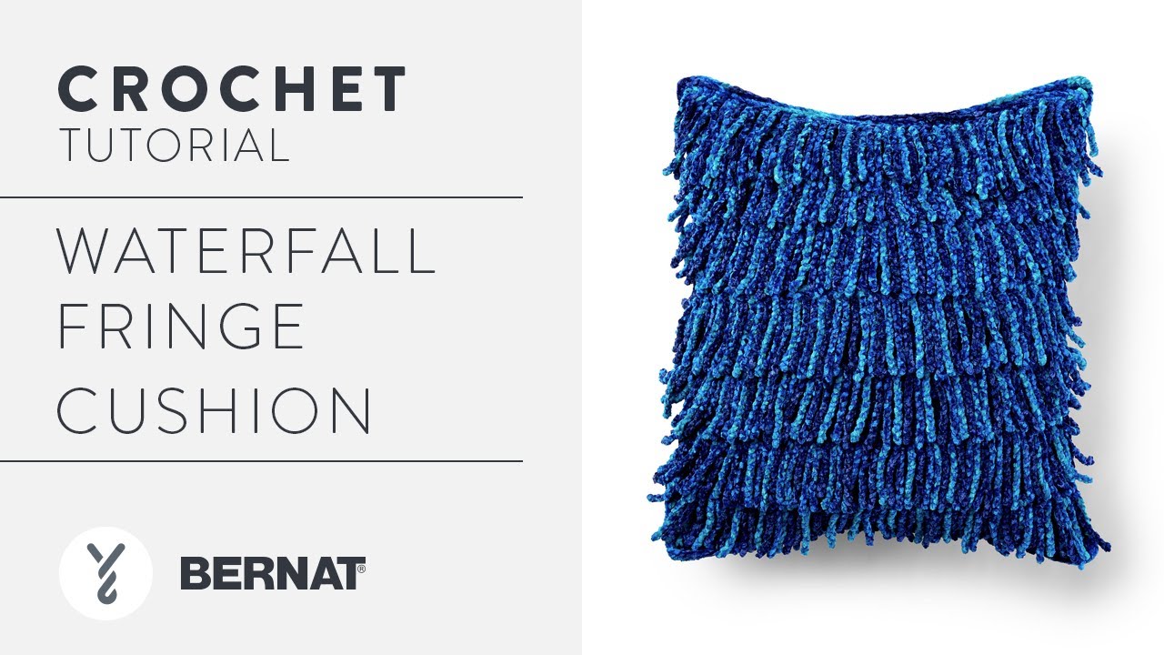 Bernat Waterfall Fringe Crochet Cushion