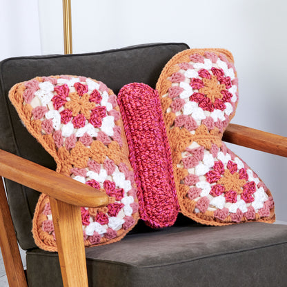 Bernat Crochet Granny Butterfly Pillow Crochet Pillow made in Bernat Forever Fleece Yarn
