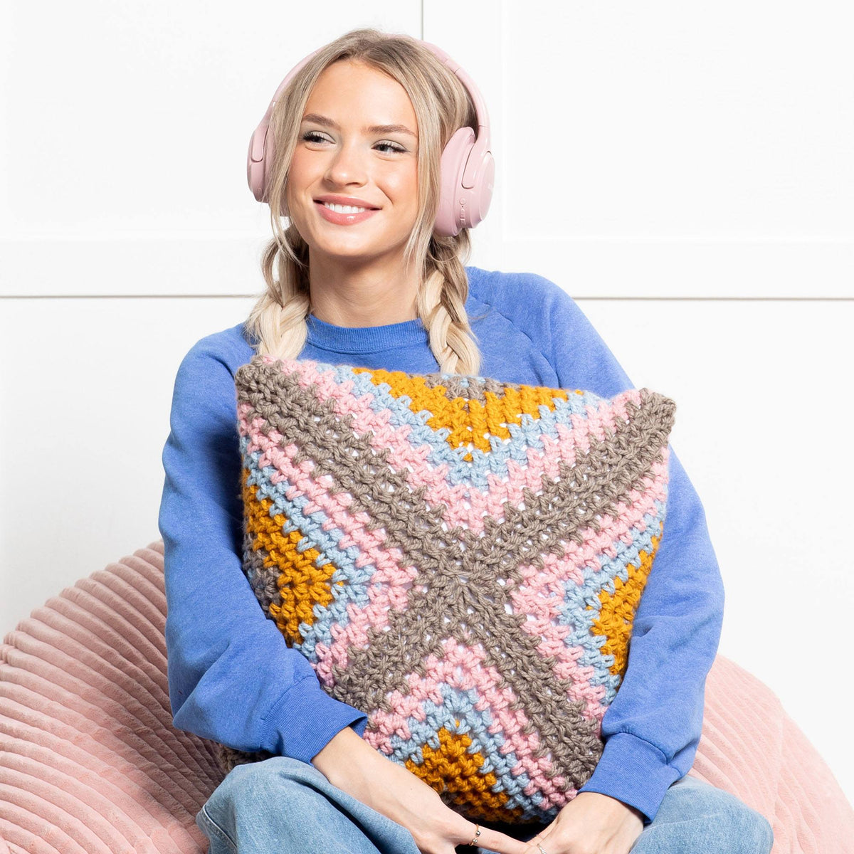 Crochet Pillow made in Bernat Softee Chunky Yarn