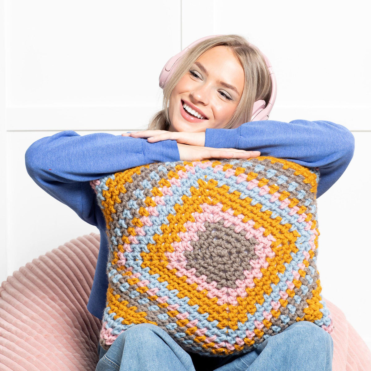 Crochet Pillow made in Bernat Softee Chunky Yarn