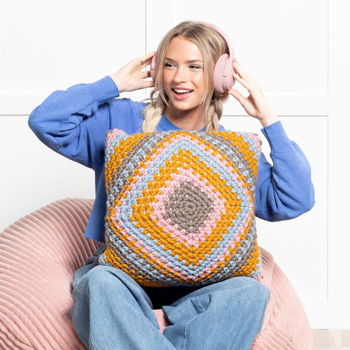 Crochet Pillow made in Bernat Softee Chunky Yarn