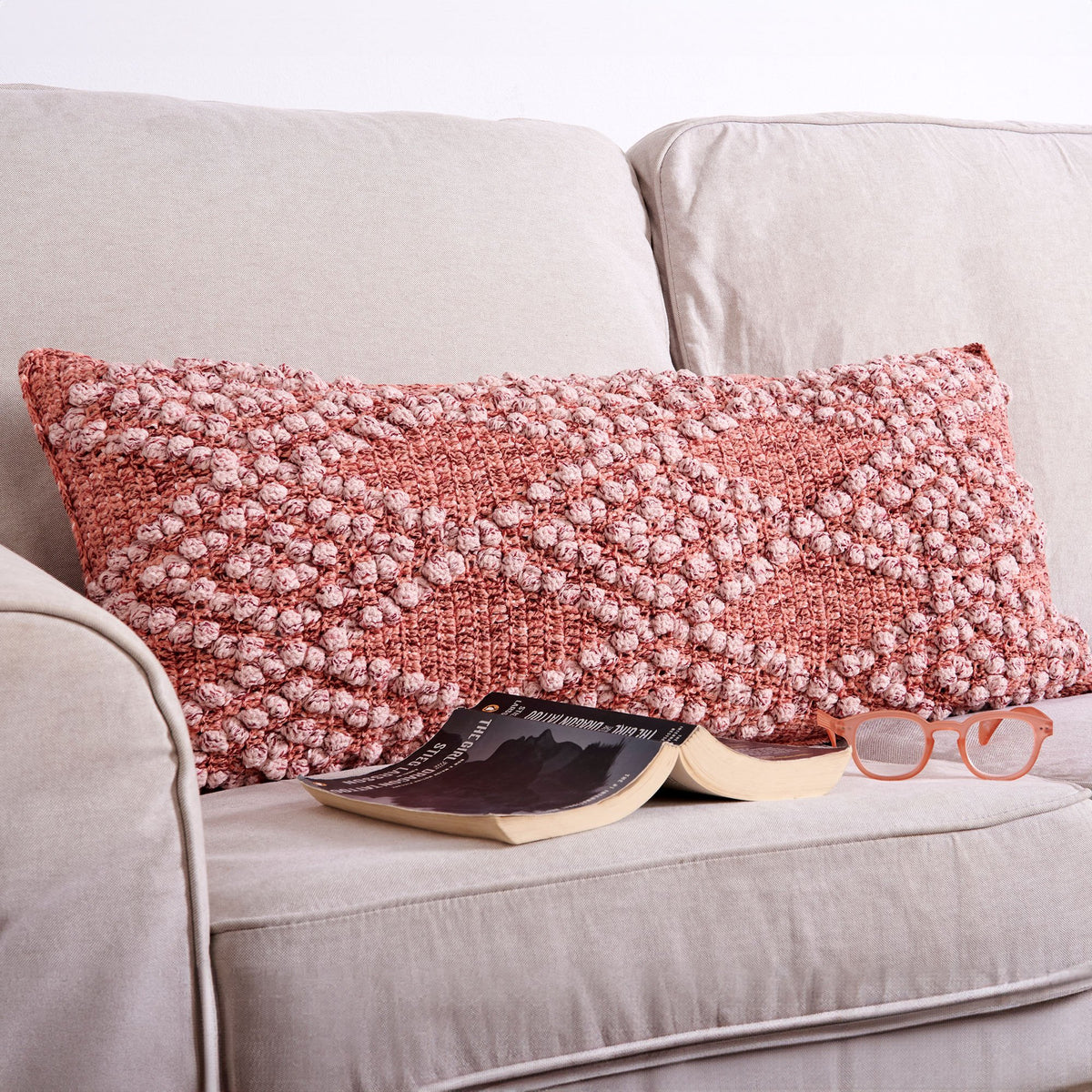Crochet Pillow Cover made in Bernat Lattice Yarn