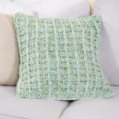 Bernat Wisp and Wonder Crochet Waffle Stitch Pillow Wisp And Wonder Crochet Waffle Stitch Pillow made using Bernat yarn