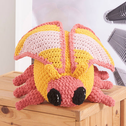 Bernat Petal the Rosy Maple Moth Crochet Plush Crochet Toy made in Bernat Blanket","Maker Yarn