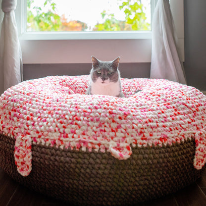 Bernat Donut Ask Me To Wake Up Crochet Pet Bed Crochet Pet Bed made in Bernat Blanket Yarn