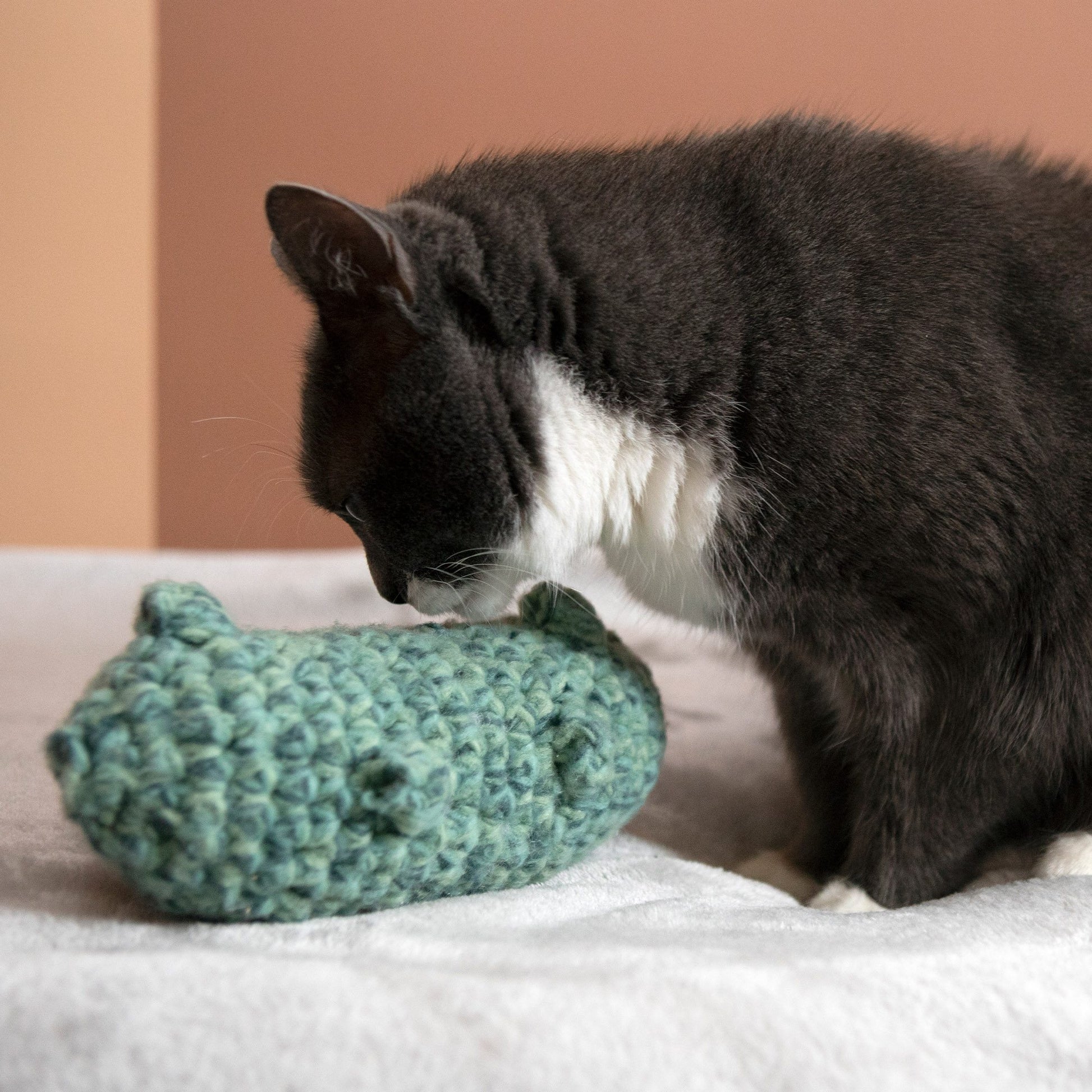 Free Bernat Crochet Pickle Cat Toy Pattern