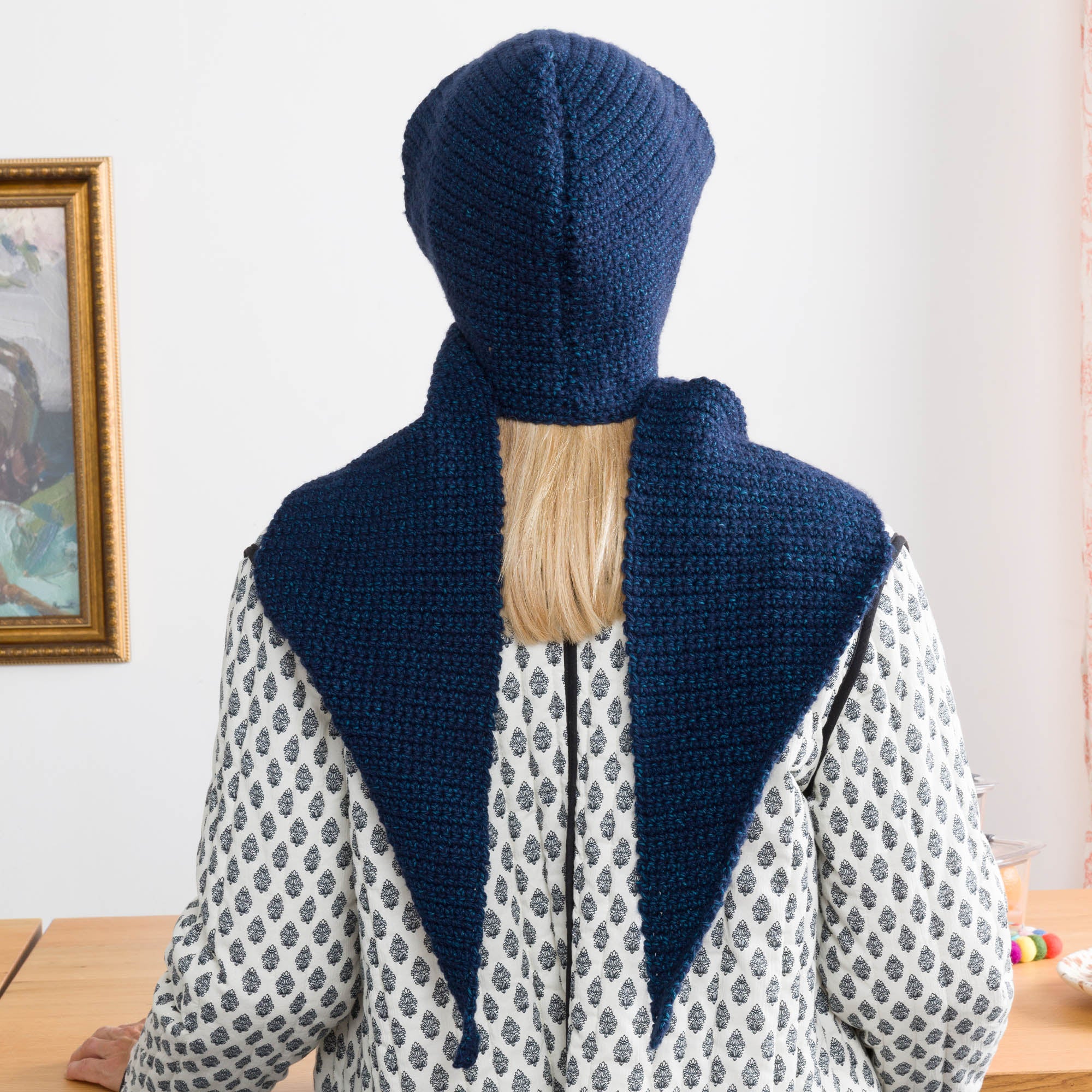 Free Easy Bernat Whimsy Wrap Crochet Hooded Scarf Pattern