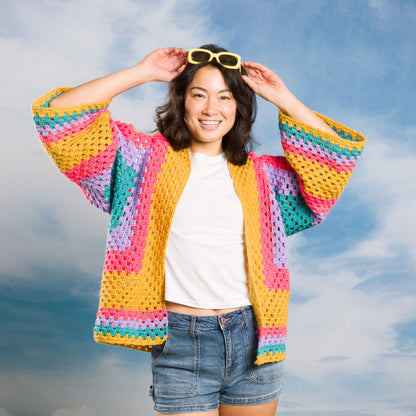 Bernat Meet in the Middle Crochet Hexagon Cardigan All Variants