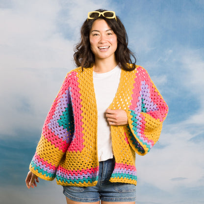 Bernat Meet in the Middle Crochet Hexagon Cardigan All Variants