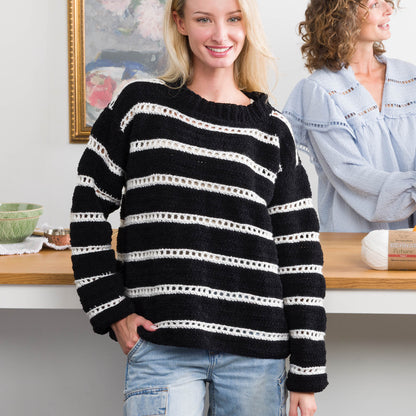 Bernat Eyelet Stripes Crochet Pullover Bernat Eyelet Stripes Crochet Pullover