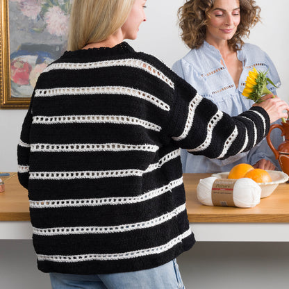 Bernat Eyelet Stripes Crochet Pullover Bernat Eyelet Stripes Crochet Pullover