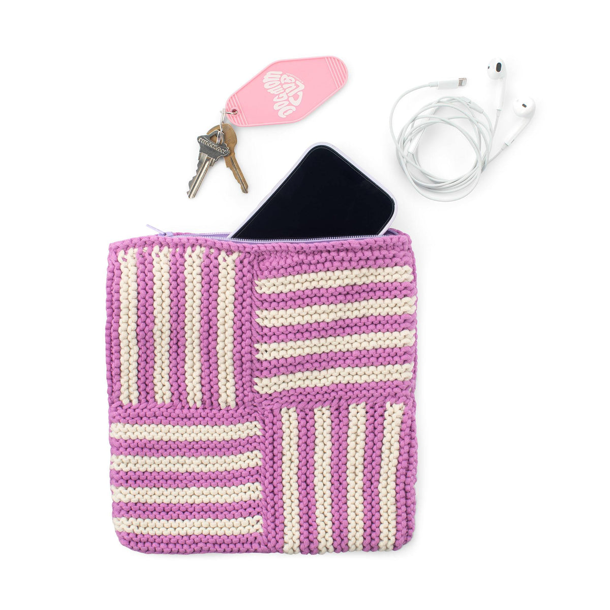 Knit Pouch made in Bernat Maker Yarn