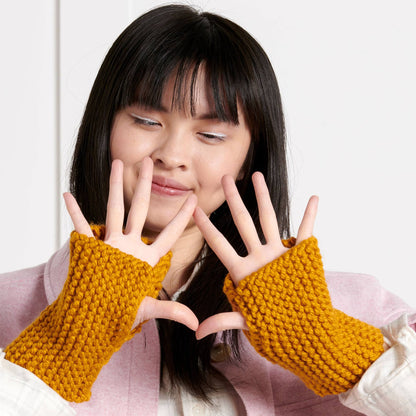 Bernat Beginner Knit Wristy Wonders Brass