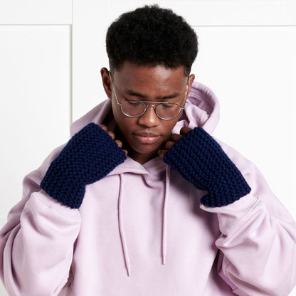 Bernat Beginner Knit Wristy Wonders Navy Night