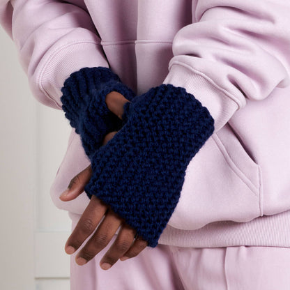 Bernat Beginner Knit Wristy Wonders Navy Night