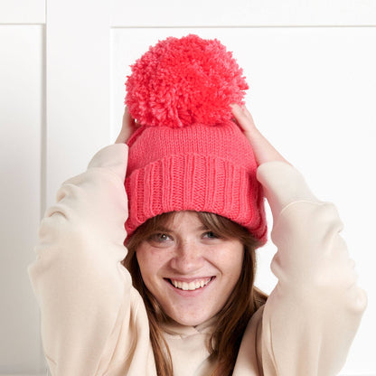 Bernat Slouchie Knit Beanie Peony Pink