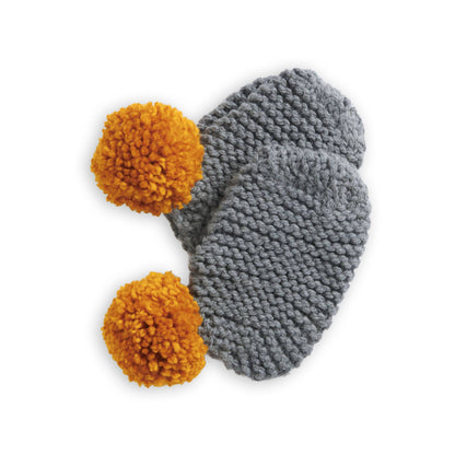 Bernat Beginner Toasty Toes Garter Knit Slippers Gray