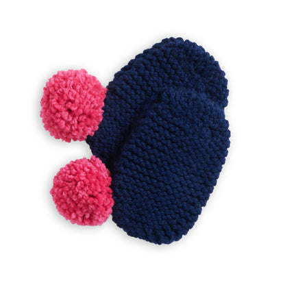 Bernat Beginner Toasty Toes Garter Knit Slippers Navy Night