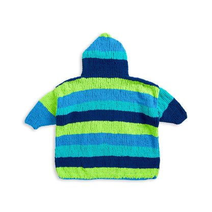 Bernat Stripy Snuggler Knit Blanket Hoodie Knit Blanket Hoodie made in Bernat Blanket Stripes Yarn