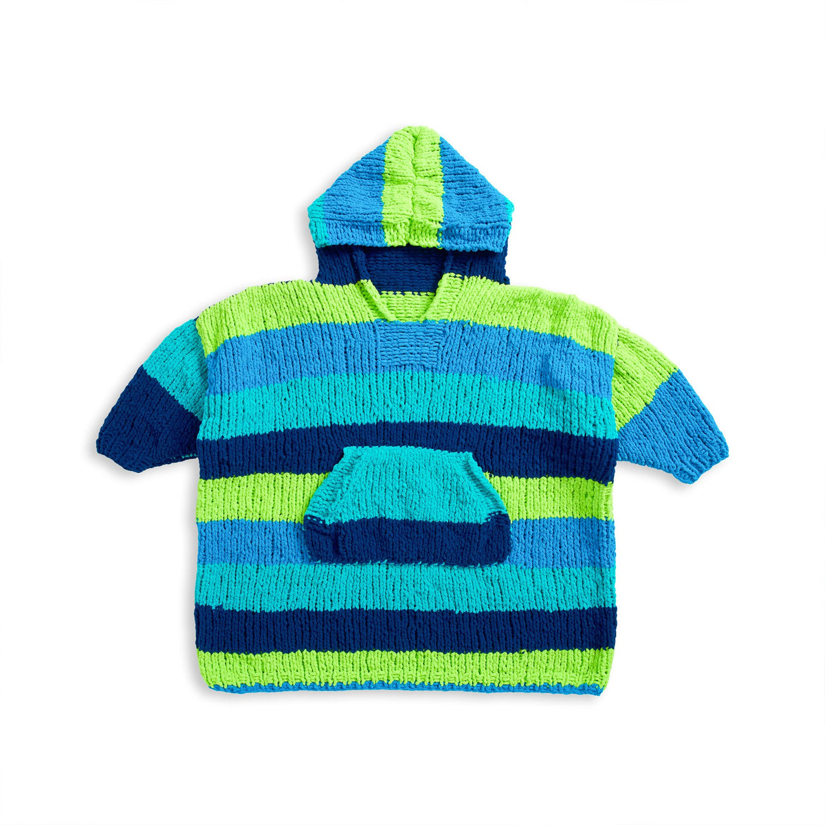 Knit Blanket Hoodie made in Bernat Blanket Stripes Yarn