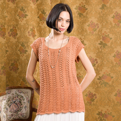 Bernat Scoop Neck Feather & Fan Knit Tunic Bernat Scoop Neck Feather & Fan Knit Tunic