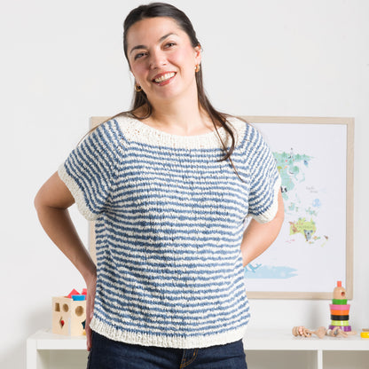 Bernat Knit Striped Top Down Tee Bernat Knit Striped Top Down Tee