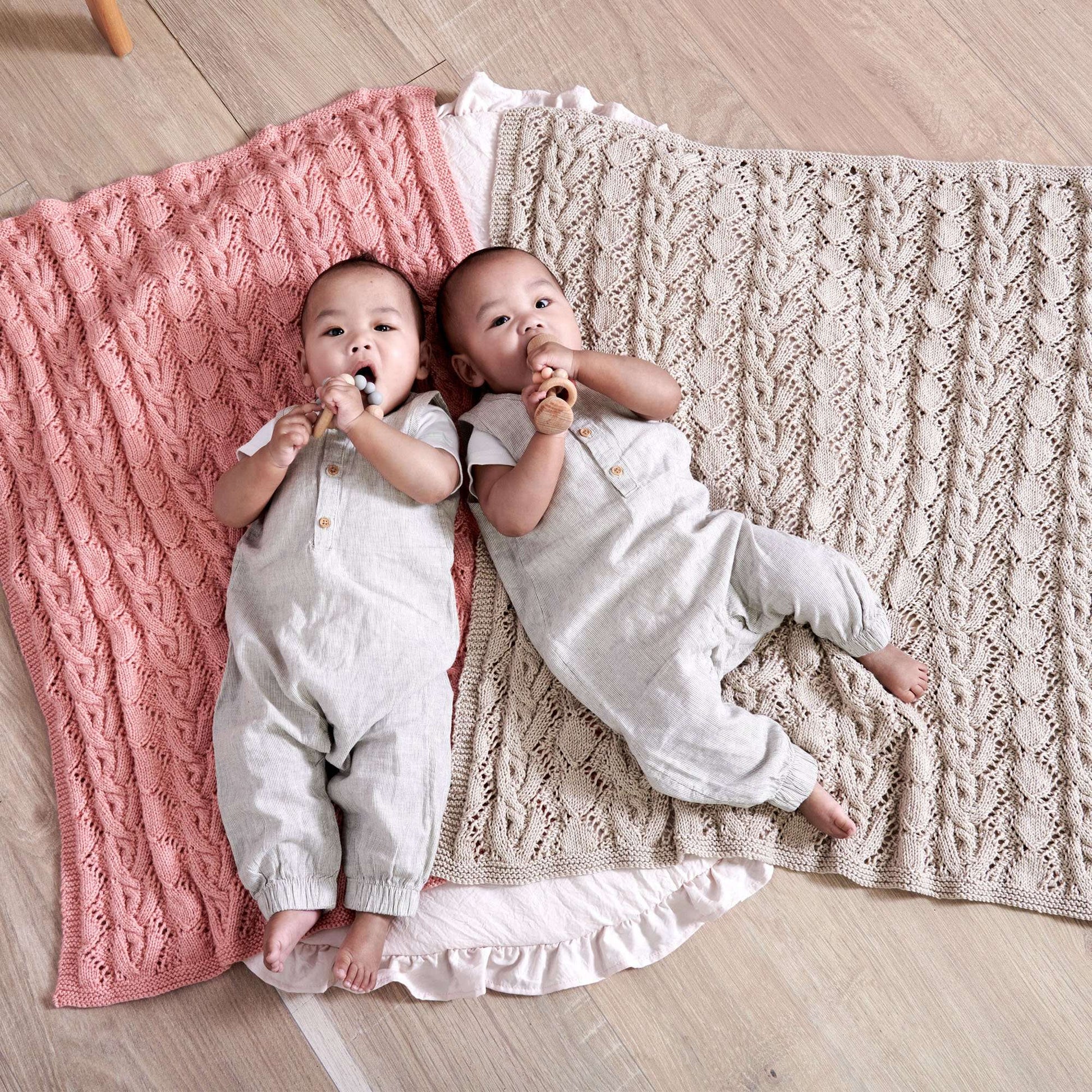 Free Bernat Lacy Cables Knit Baby Blanket Pattern