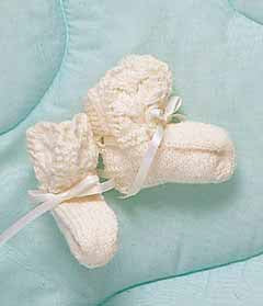 Knit Booties made in Bernat Baby Yarn