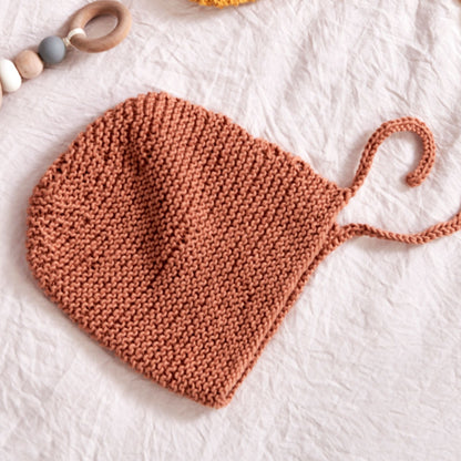 Bernat Beginner Knit Baby Bonnet Sandstone