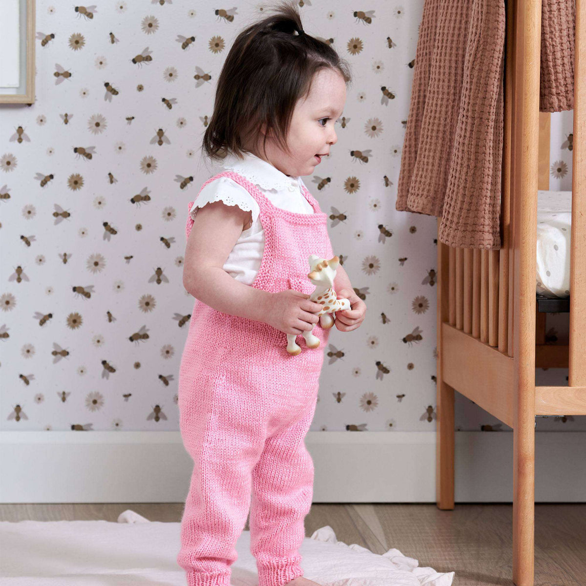 Knit Baby Overalls made in Bernat Softee Baby Yarn