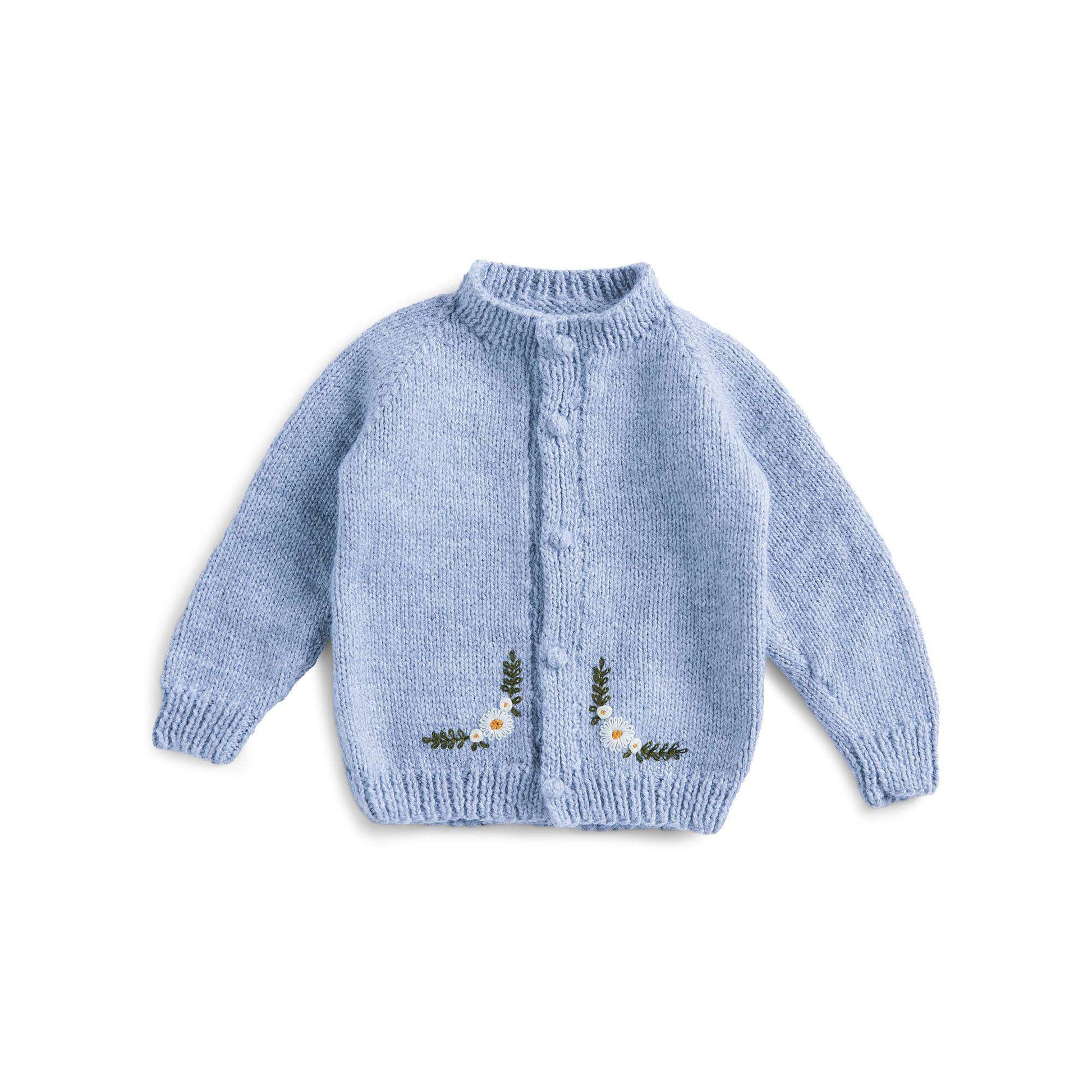 Free Bernat Little Floral Knit Baby Cardigan Pattern