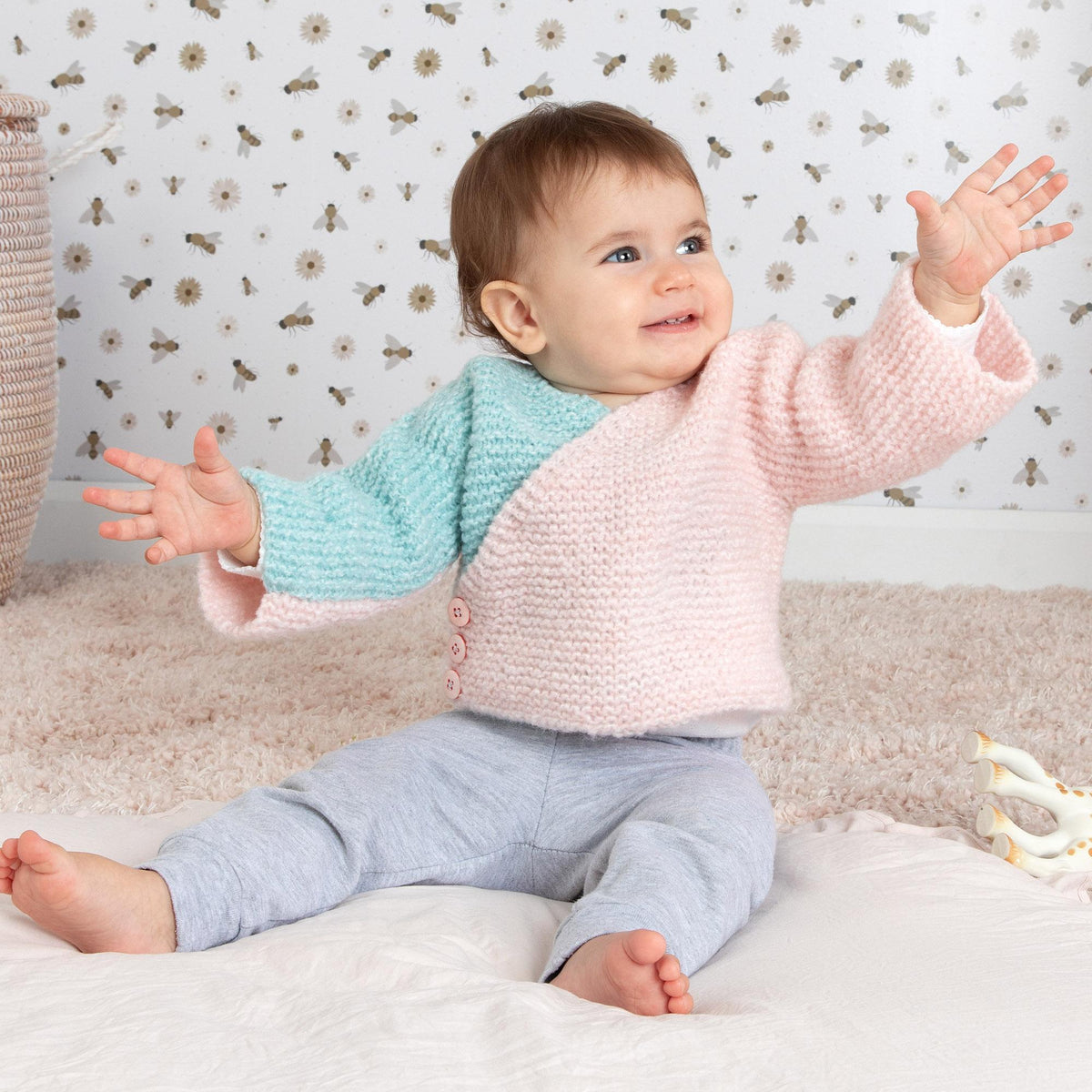 Knit Kimono made in Bernat Forever Fleece Finest Yarn