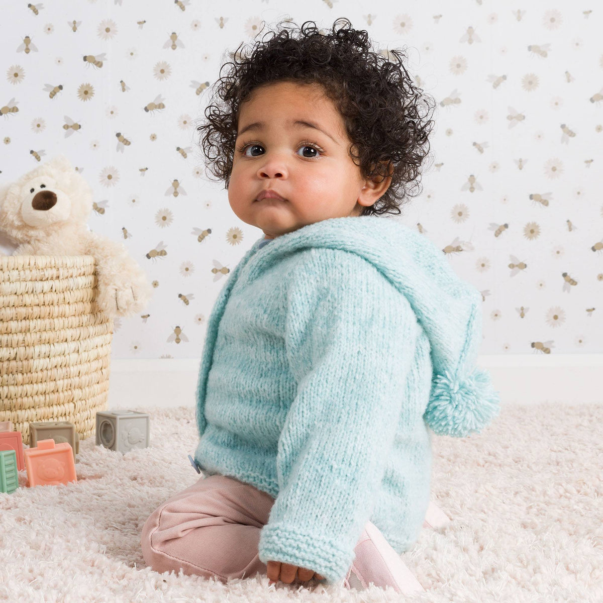 Knit Hood made in Bernat Forever Fleece Finest Yarn