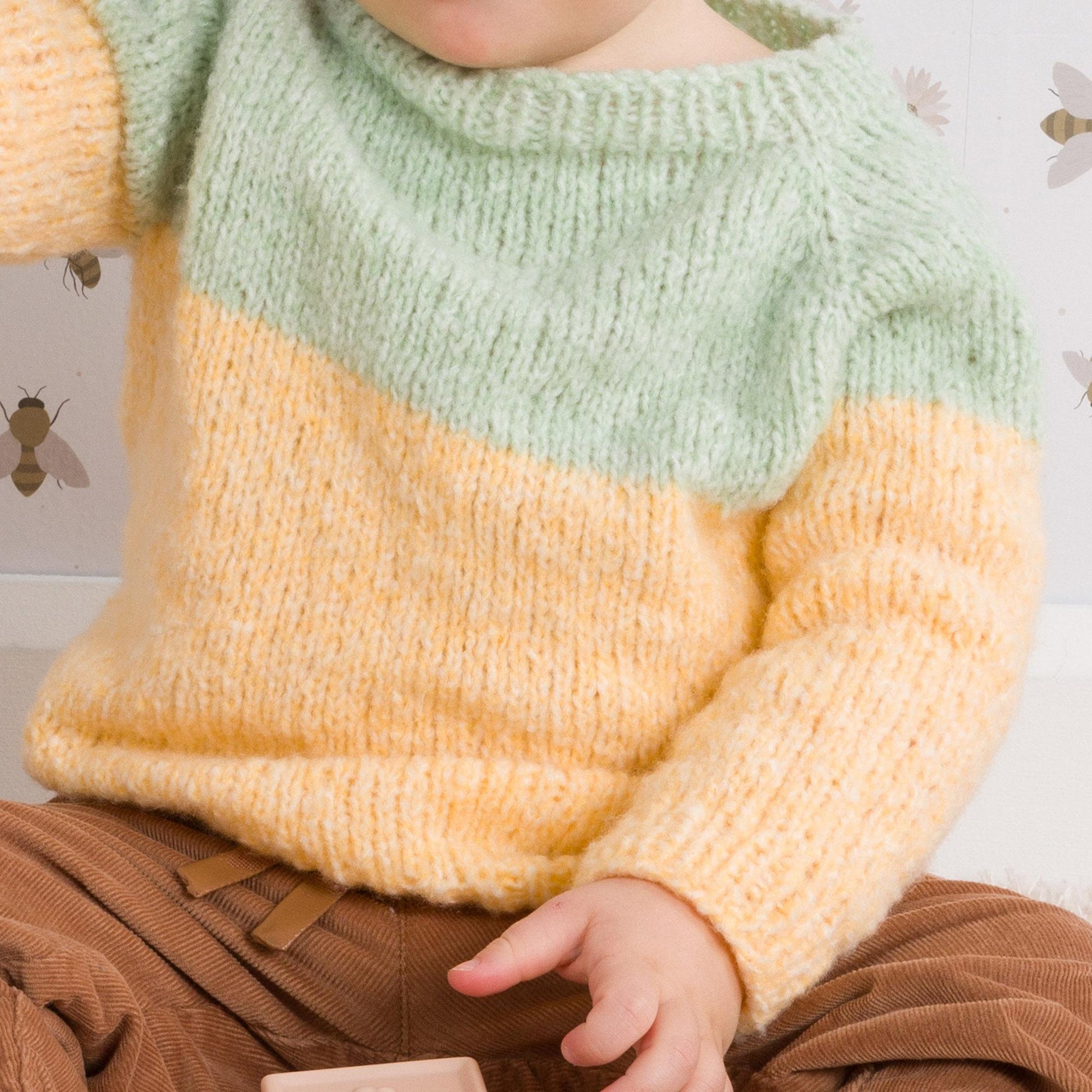 Free Bernat Knit Top Down Raglan Baby Pullover Pattern