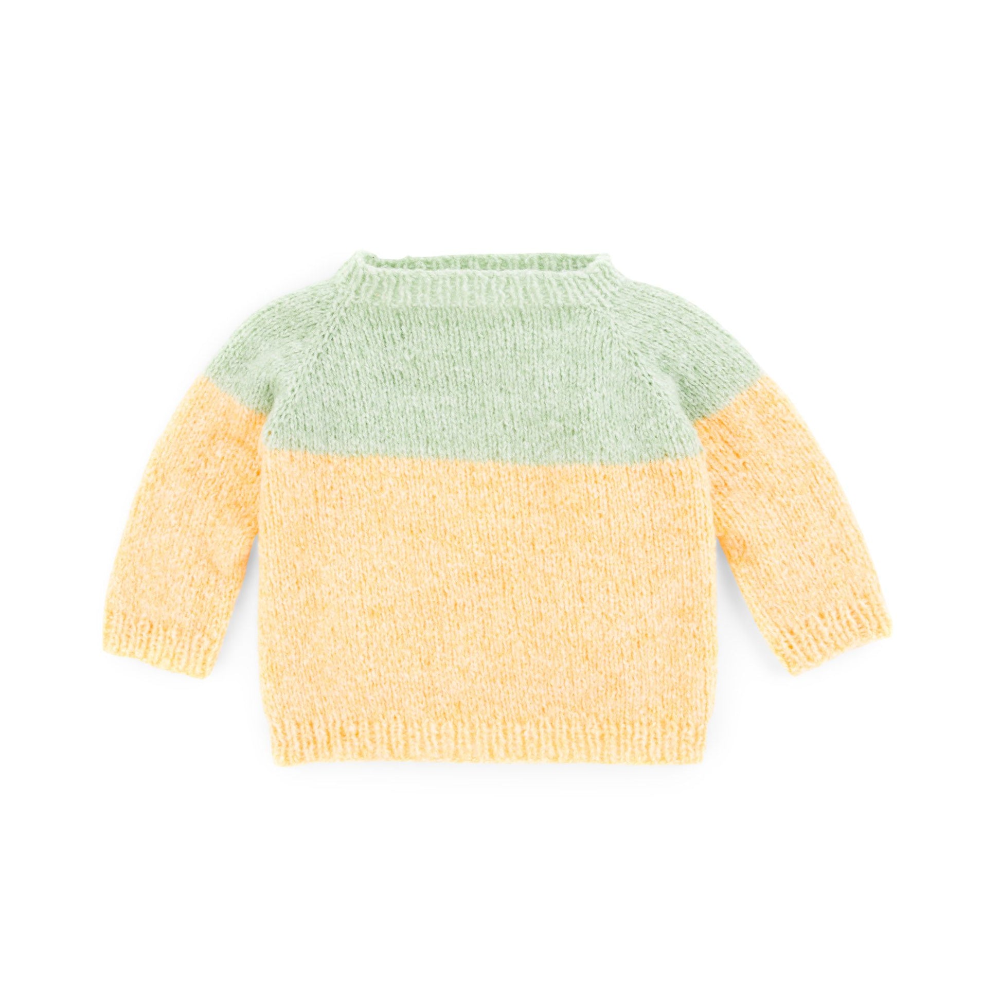 Free Bernat Knit Top Down Raglan Baby Pullover Pattern