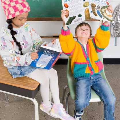 Bernat Bright Student Kids Knit Cardigan Bernat Bright Student Kids Knit Cardigan