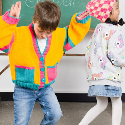 Bernat Bright Student Kids Knit Cardigan Bernat Bright Student Kids Knit Cardigan