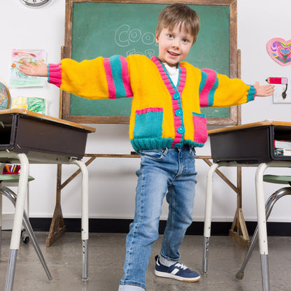 Bernat Bright Student Kids Knit Cardigan Bernat Bright Student Kids Knit Cardigan