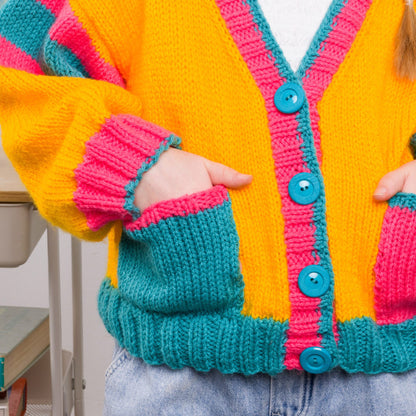 Bernat Bright Student Kids Knit Cardigan Bernat Bright Student Kids Knit Cardigan